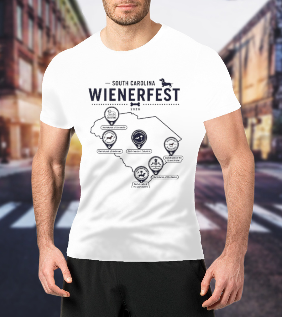 South Carolina Wienerfest 2026 Dachshund Festival Dog Lover Event Map T-Shirt