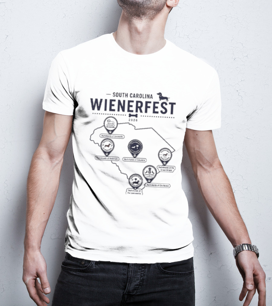 South Carolina Wienerfest 2026 Dachshund Festival Dog Lover Event Map T-Shirt