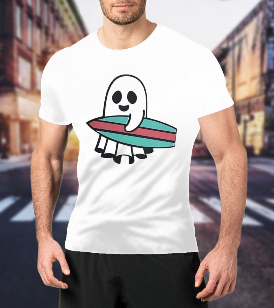Ghost With Surfboard Adventure Surfing Ghost Fun T-Shirt