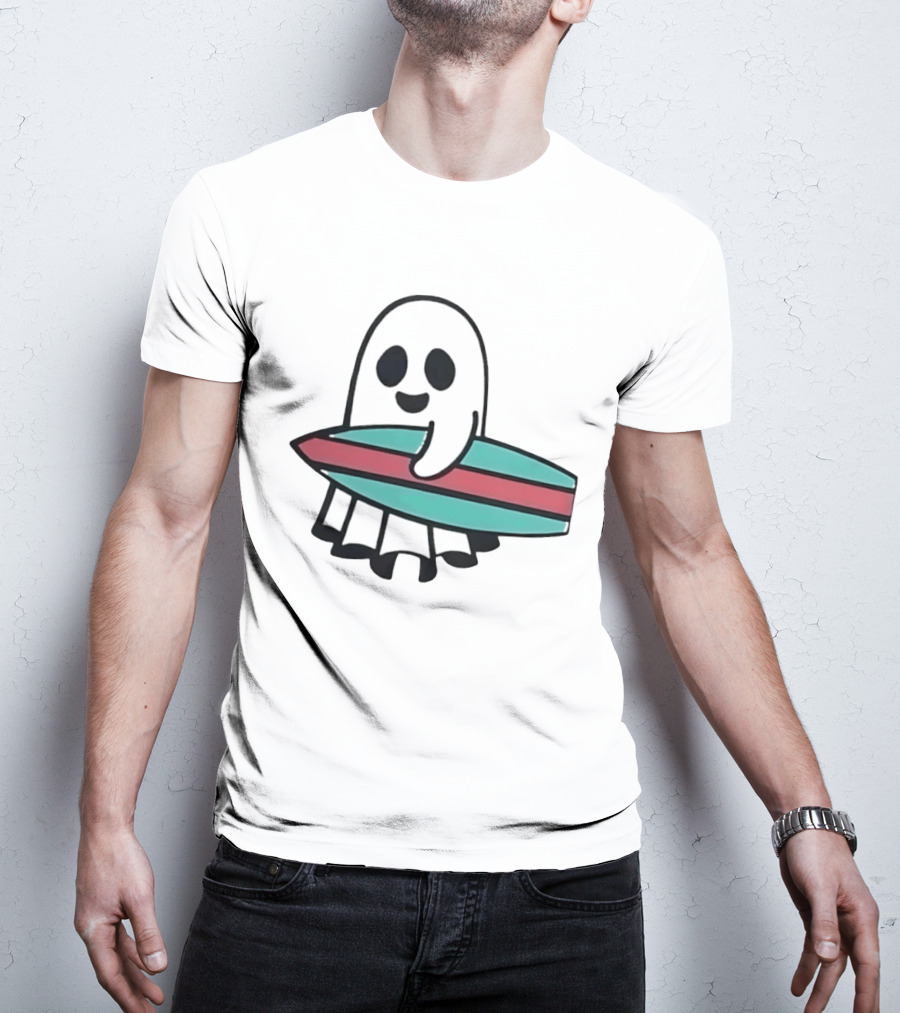 Ghost With Surfboard Adventure Surfing Ghost Fun T-Shirt