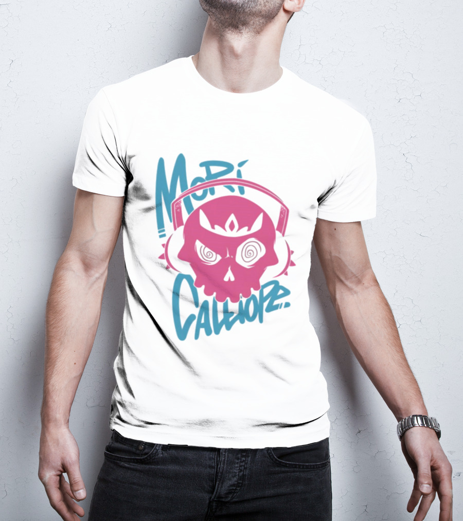 Mori Calliope Pink Skull With Headphones T-Shirt