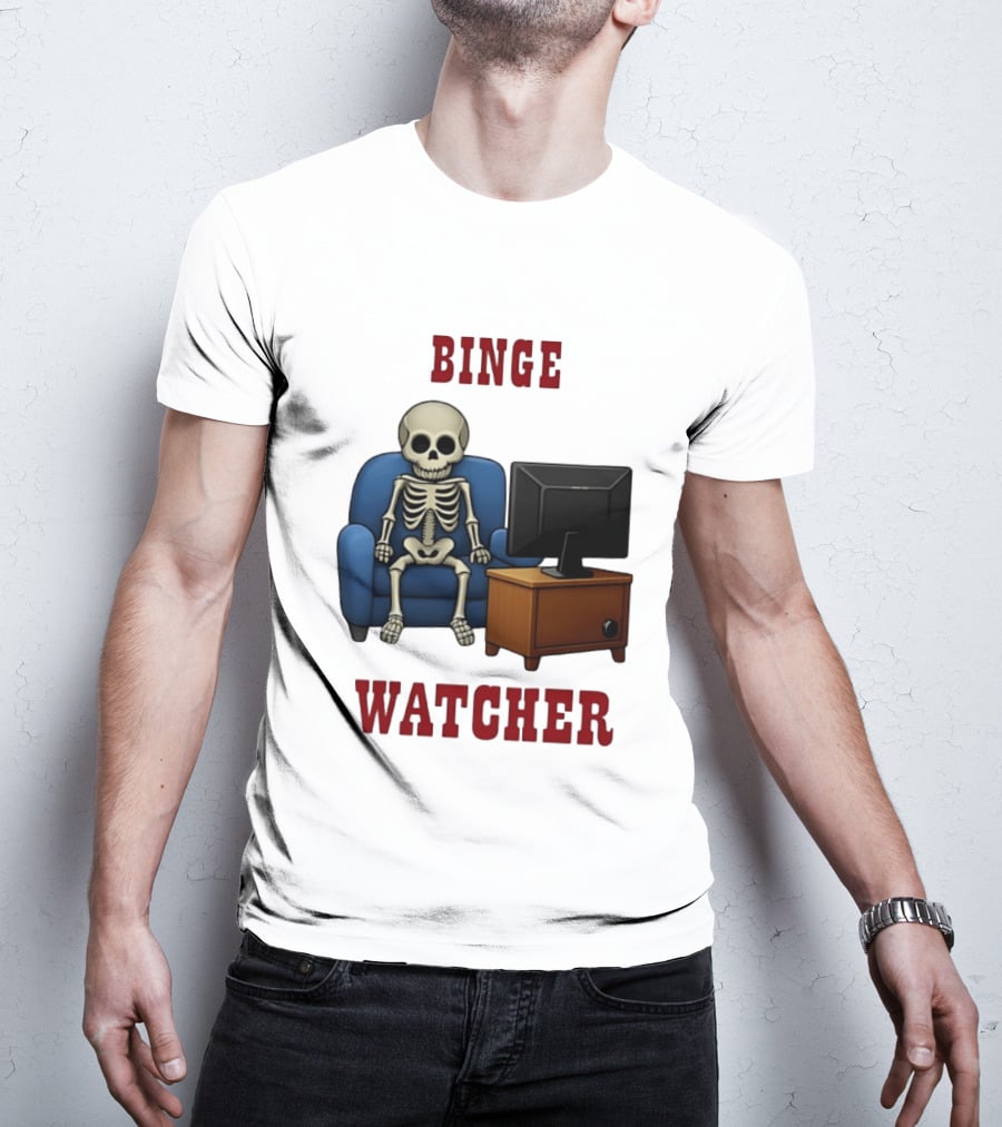 Binge Er Skeleton On Couch With TV T-Shirt