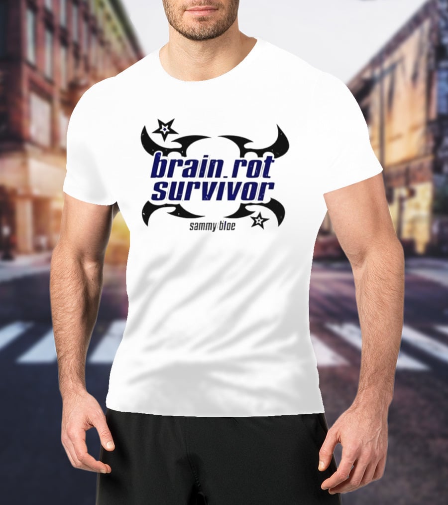 Brainrot Survivor Sammy Blue Stars Tribal T-Shirt