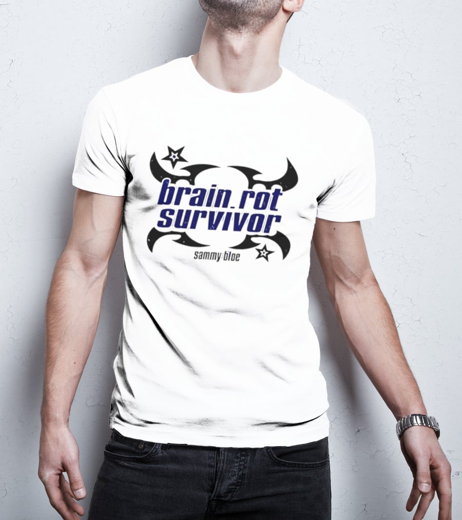 Brainrot Survivor Sammy Blue Stars Tribal T-Shirt