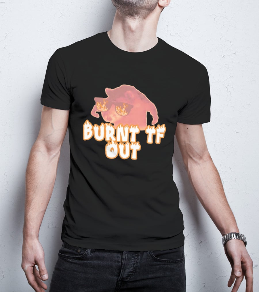 Burnt TF Out Flaming Sunglasses Meme Cat T-Shirt