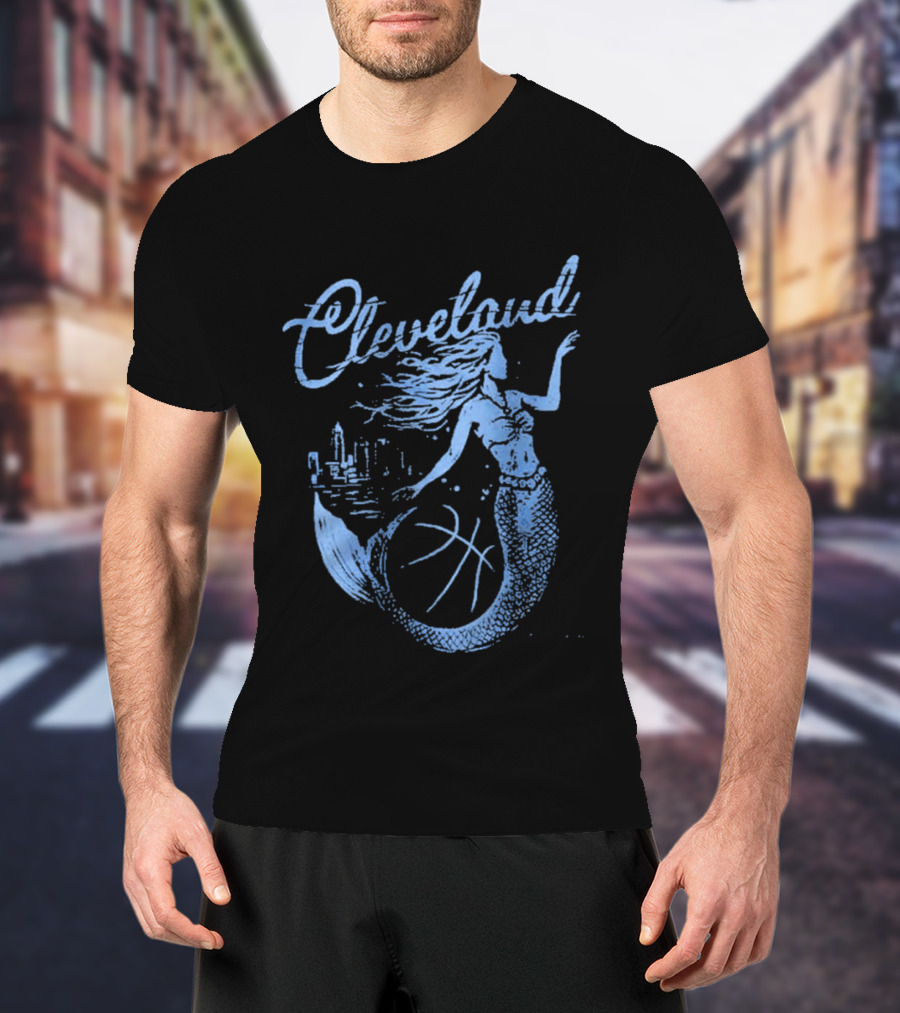 Cleveland Mermaid Cityscape Basketball T-Shirt