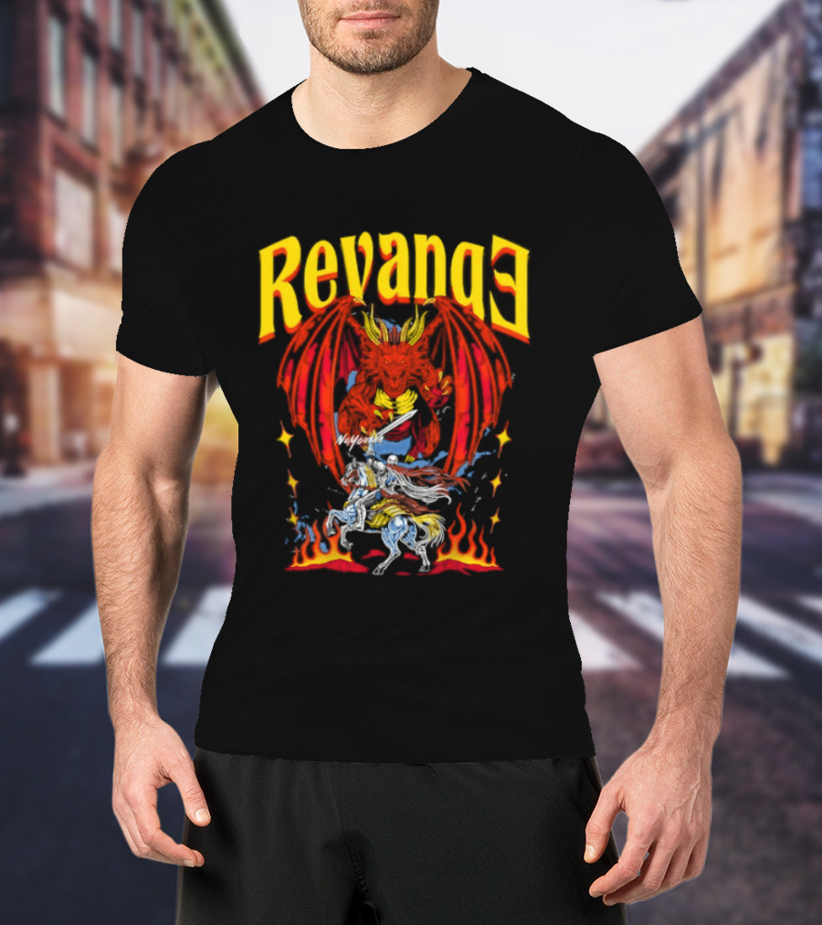 Revenge Dragon Knight Sword Fire Fantasy T-Shirt