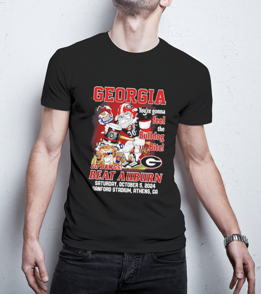 Georgia Bulldogs You're Gonna Feel The Bulldog Bite Go Dawgs Beat Auburn Saturday October 5 2004 Sanford Stadium Athens T-Shirt