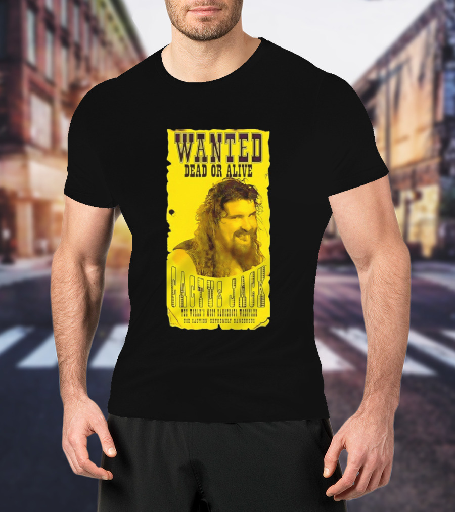 Jamie Hayter Iconic Cactus Jack Wanted Dead Or Alive Yellow T-Shirt