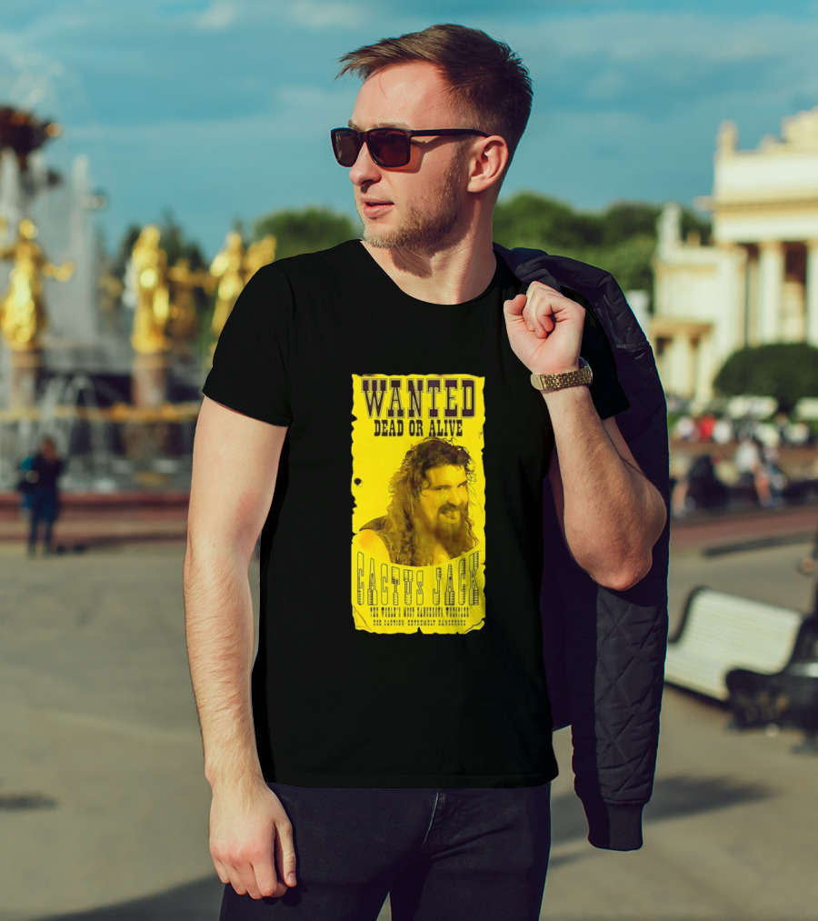 Jamie Hayter Iconic Cactus Jack Wanted Dead Or Alive Yellow T-Shirt