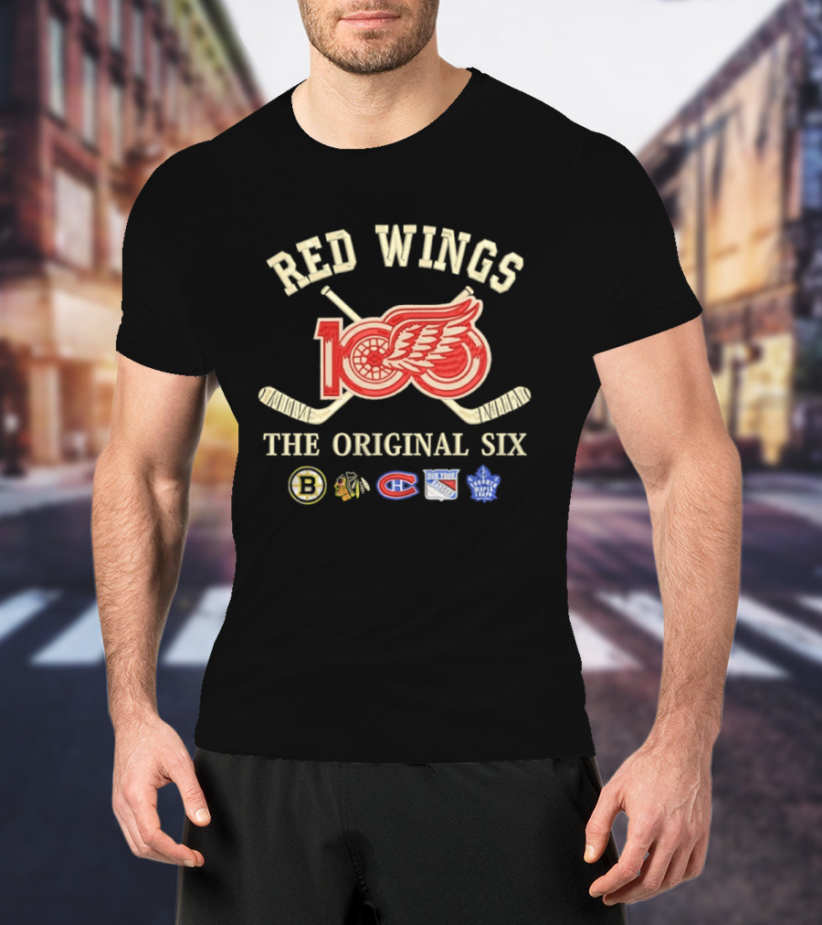 Red Wings 100 Anniversary The Original Six NHL Hockey Teams T-Shirt