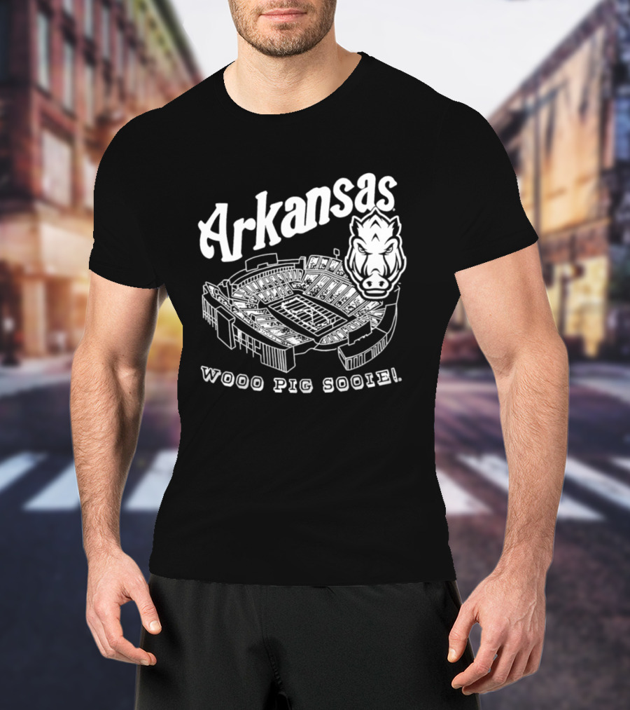 Arkansas Woo Pig Sooie Football Cardinal Stadium T-Shirt