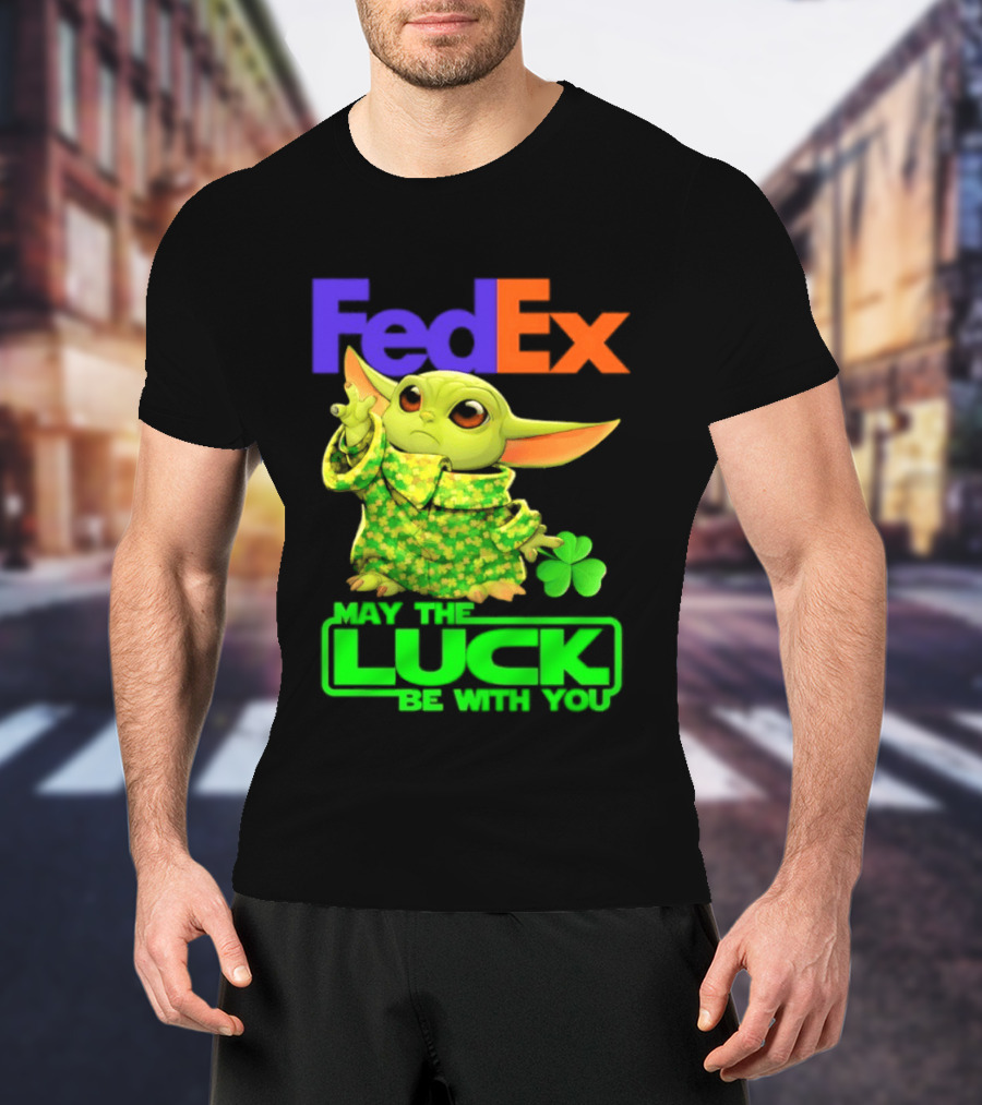 FedEx Baby Yoda May The Luck Be With You Clover T-Shirt