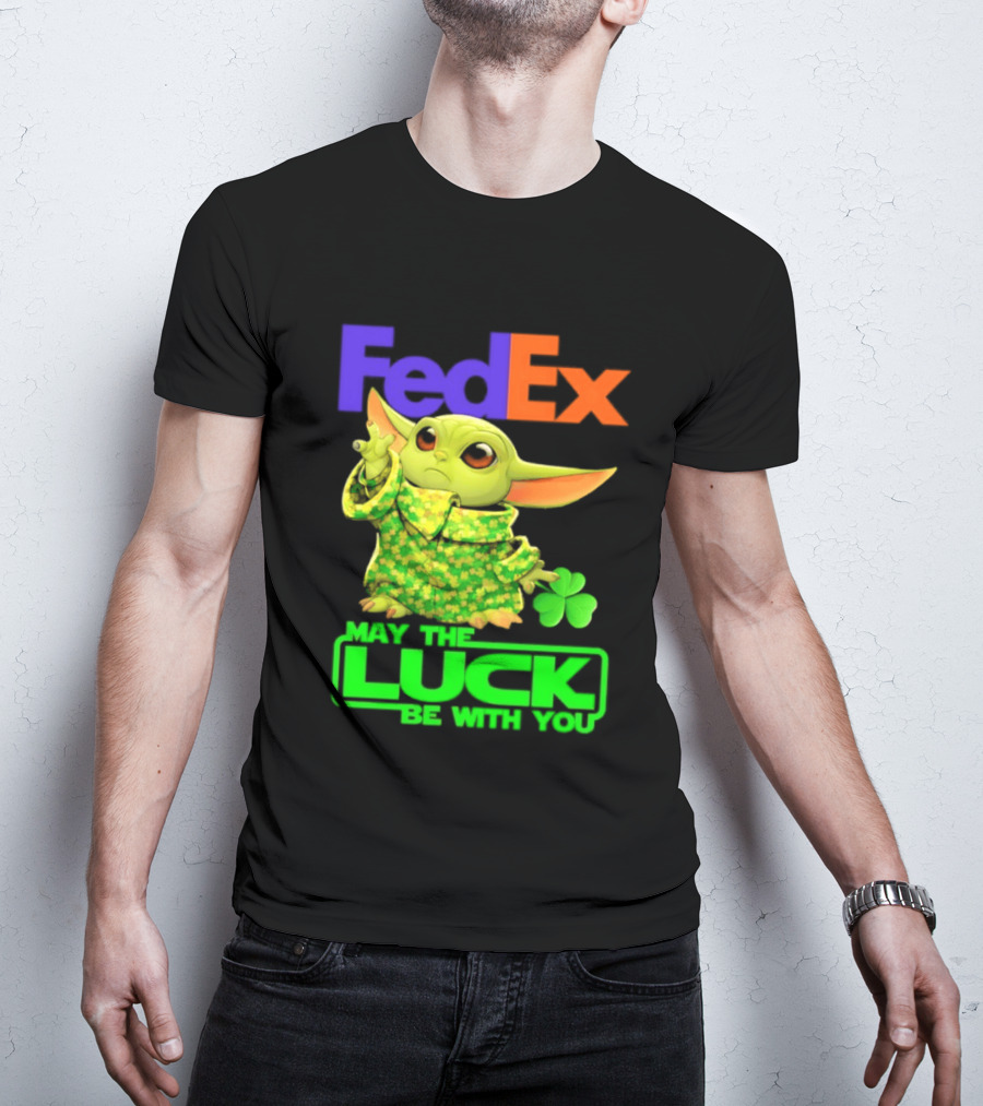 FedEx Baby Yoda May The Luck Be With You Clover T-Shirt