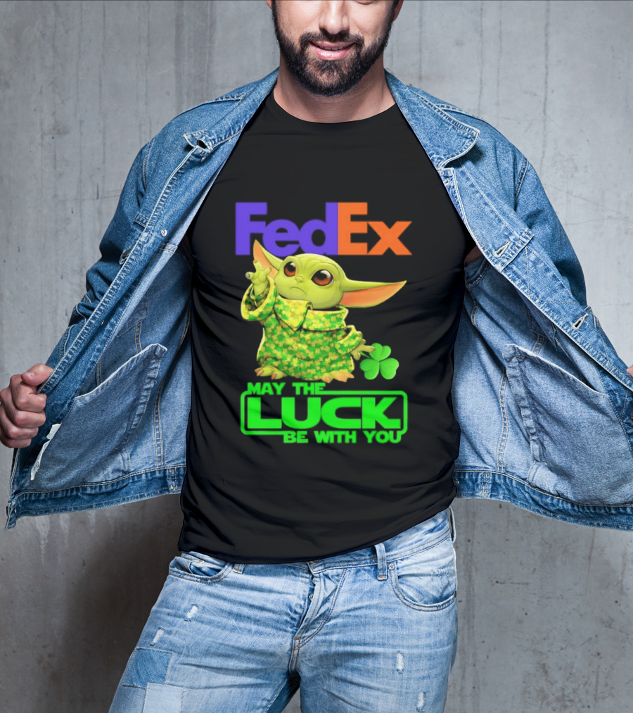 FedEx Baby Yoda May The Luck Be With You Clover T-Shirt
