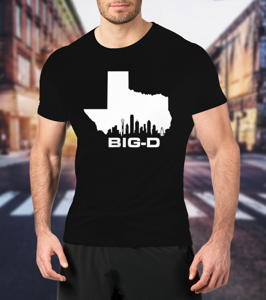 Big D Texas Outline Dallas City Skyline Map T-Shirt