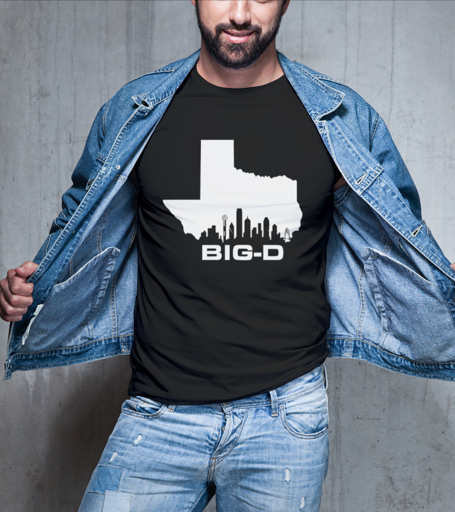 Big D Texas Outline Dallas City Skyline Map T-Shirt