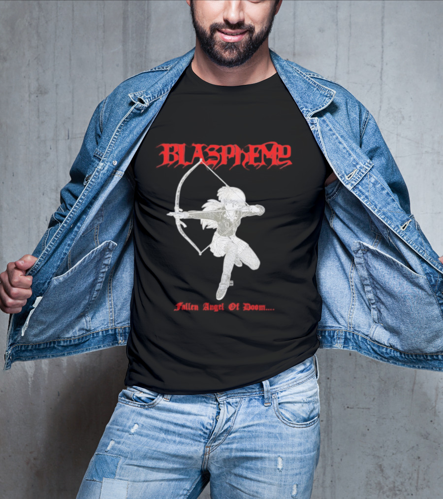Blasphemy Fallen Angel Of Doom Black Metal Anime Archer T-Shirt