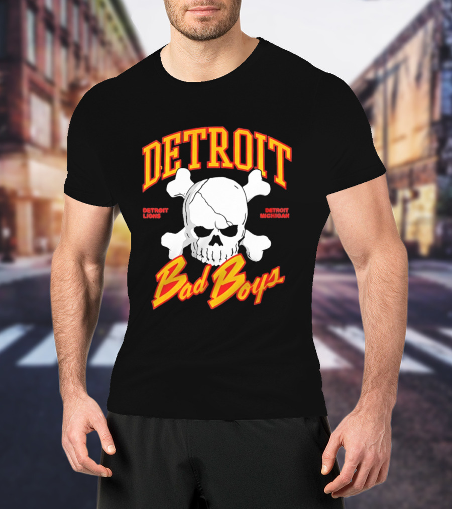 Detroit Lions Bad Boys Skull Detroit Michigan T-Shirt