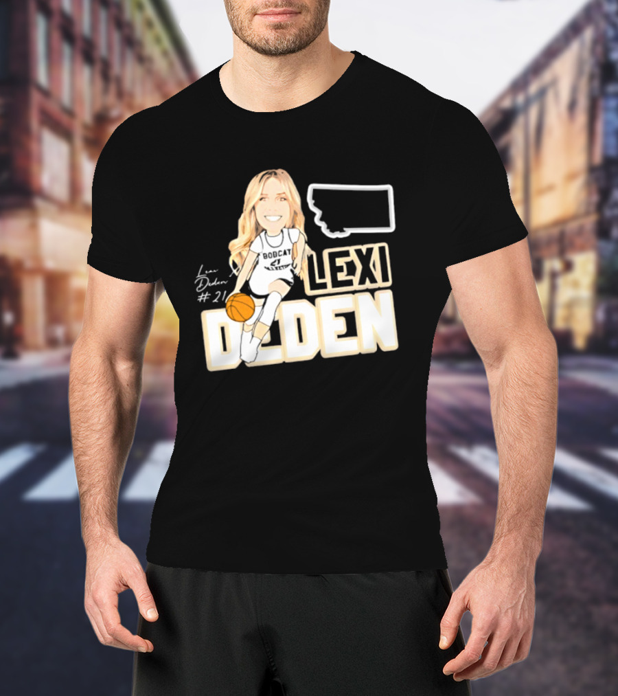 Lexi Deden 21 Bobcat Map Montana Player Caricature Basketball T-Shirt