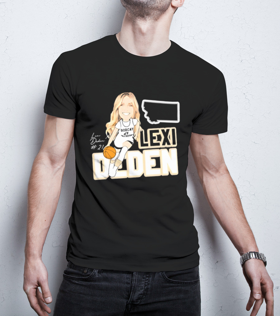 Lexi Deden 21 Bobcat Map Montana Player Caricature Basketball T-Shirt