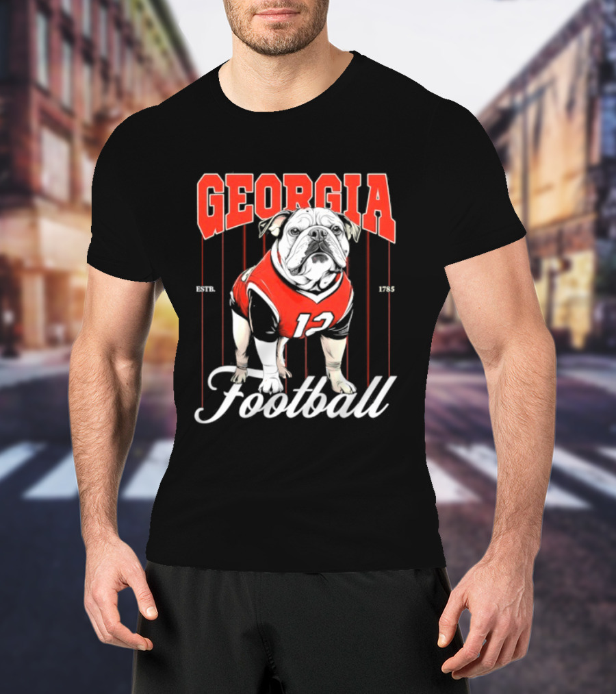 Georgia Bulldogs Football 1785 Bulldog Mascot Red Jersey T-Shirt