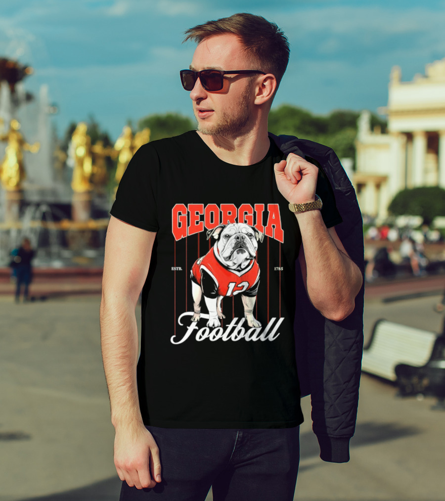 Georgia Bulldogs Football 1785 Bulldog Mascot Red Jersey T-Shirt
