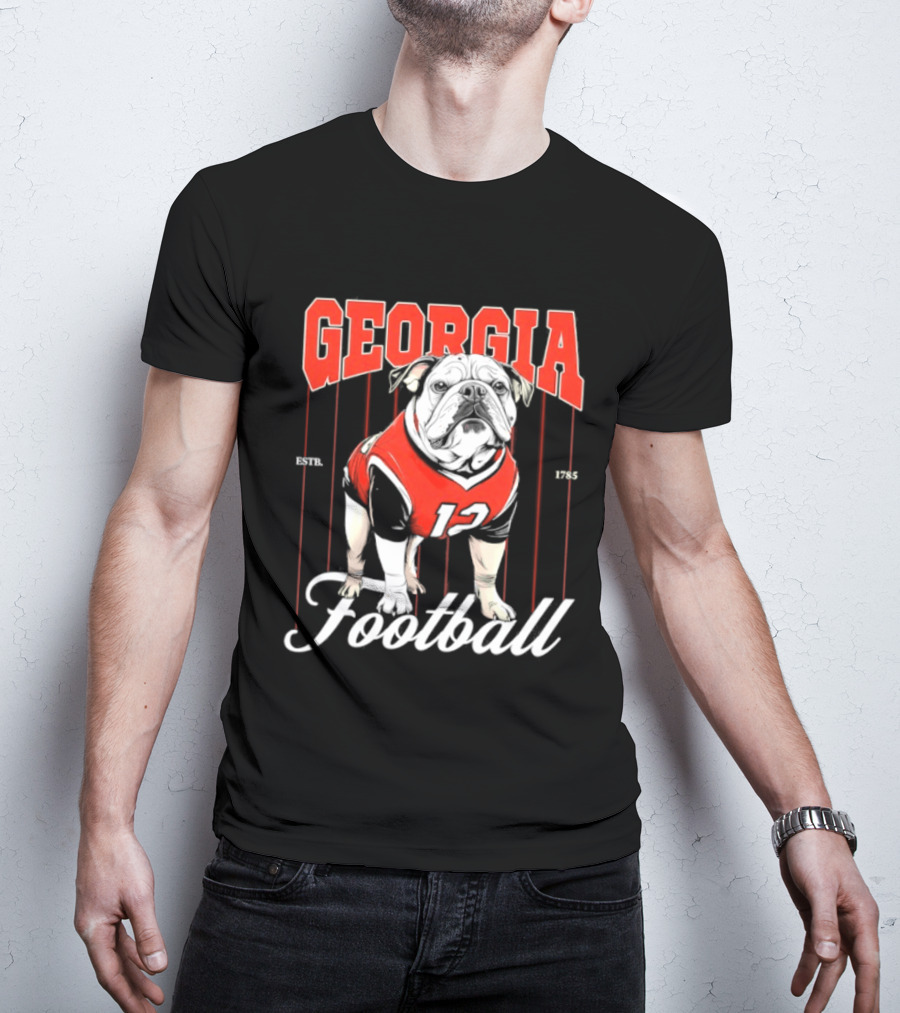 Georgia Bulldogs Football 1785 Bulldog Mascot Red Jersey T-Shirt