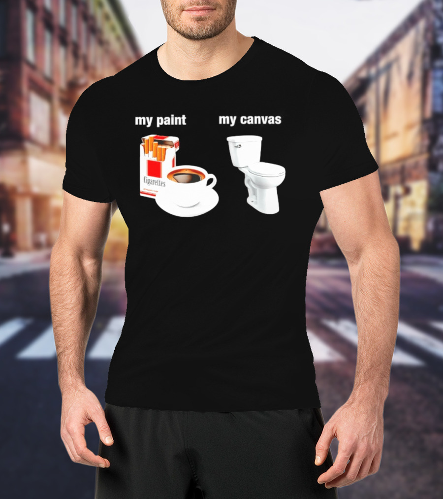 Cigarettes Coffee Toilet Funny Morning Routine T-Shirt