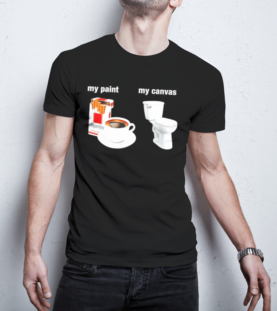 Cigarettes Coffee Toilet Funny Morning Routine T-Shirt