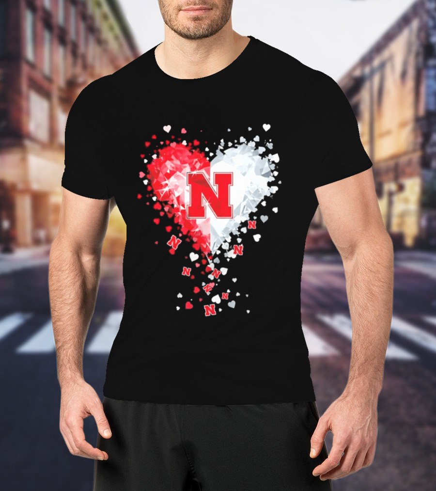 Nebraska Cornhuskers Heart Diamond Red N 2026 NCAA T-Shirt