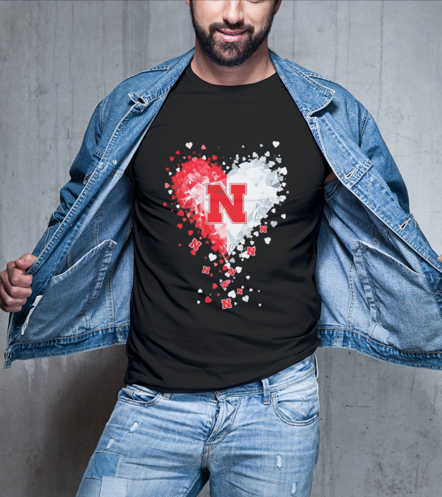 Nebraska Cornhuskers Heart Diamond Red N 2026 NCAA T-Shirt