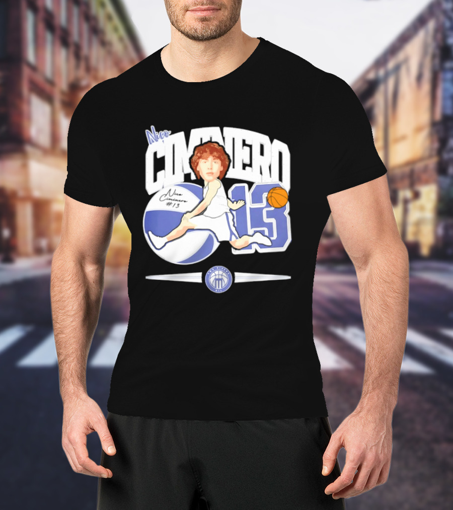 Nico Ciminero 13 Basketball Caricature Marietta College Athletics T-Shirt