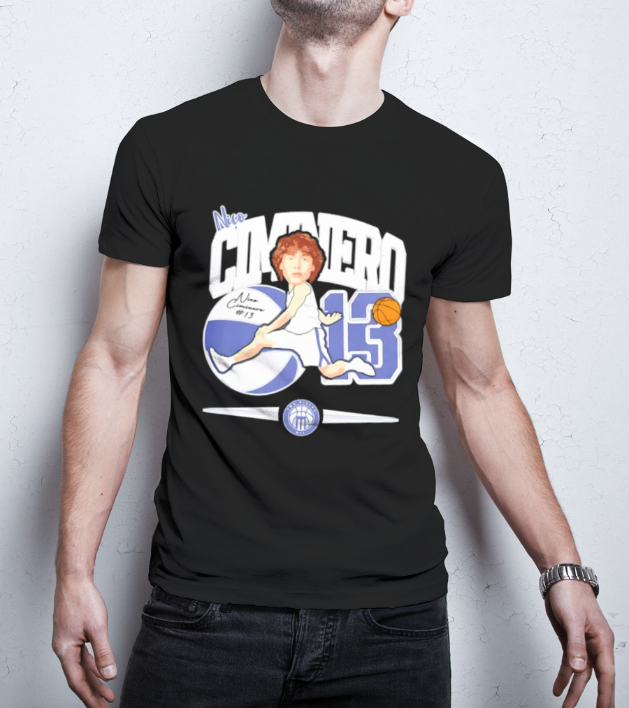 Nico Ciminero 13 Basketball Caricature Marietta College Athletics T-Shirt