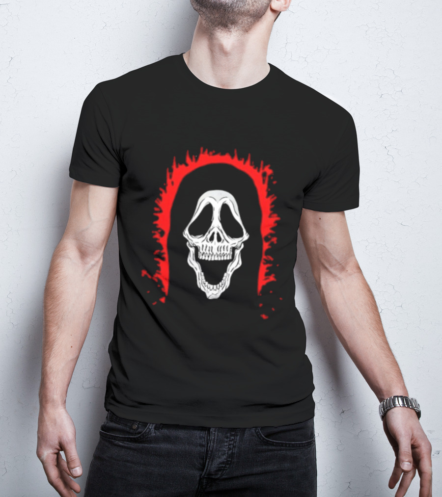 Scream Ghostface Skull Horror Halloween Blood Dripping Mask T-Shirt