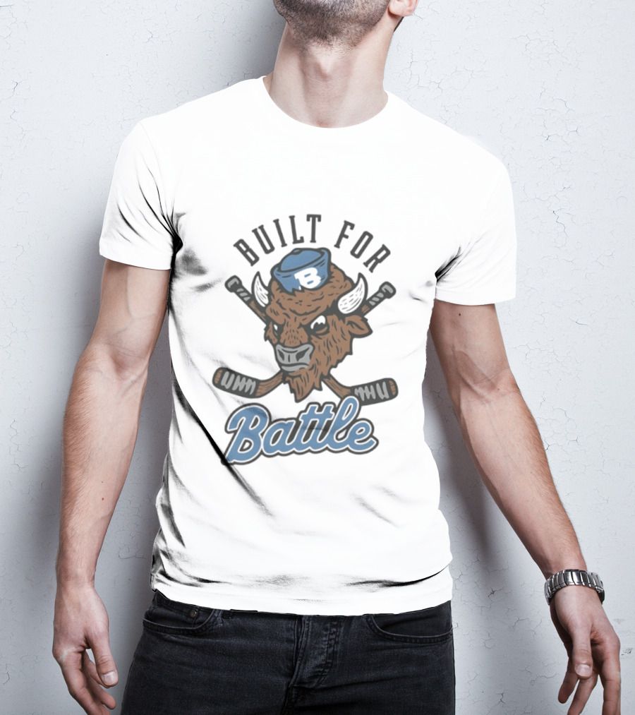 Buffalo Sabres Built For Battle Hockey Bison Crossed Sticks T-Shirt