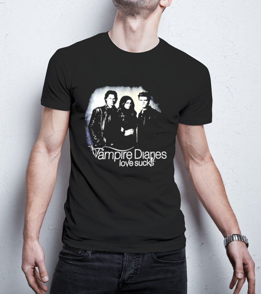 Vampire Diaries Love Sucks Damon Elena Stefan T-Shirt