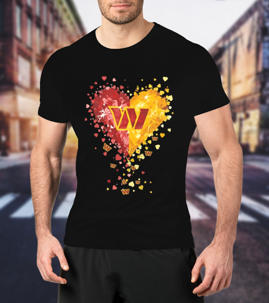 Washington Commanders Heart W Crystalized Chevron Burst T-Shirt