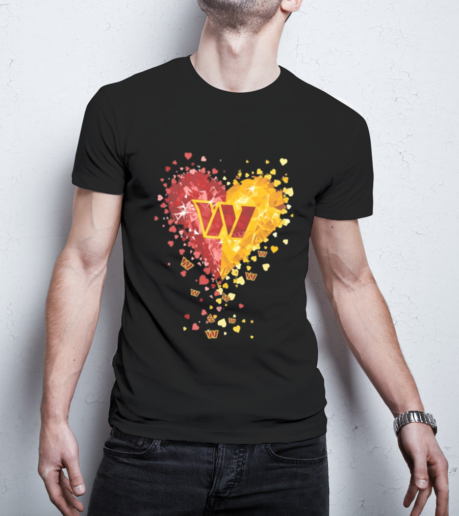 Washington Commanders Heart W Crystalized Chevron Burst T-Shirt