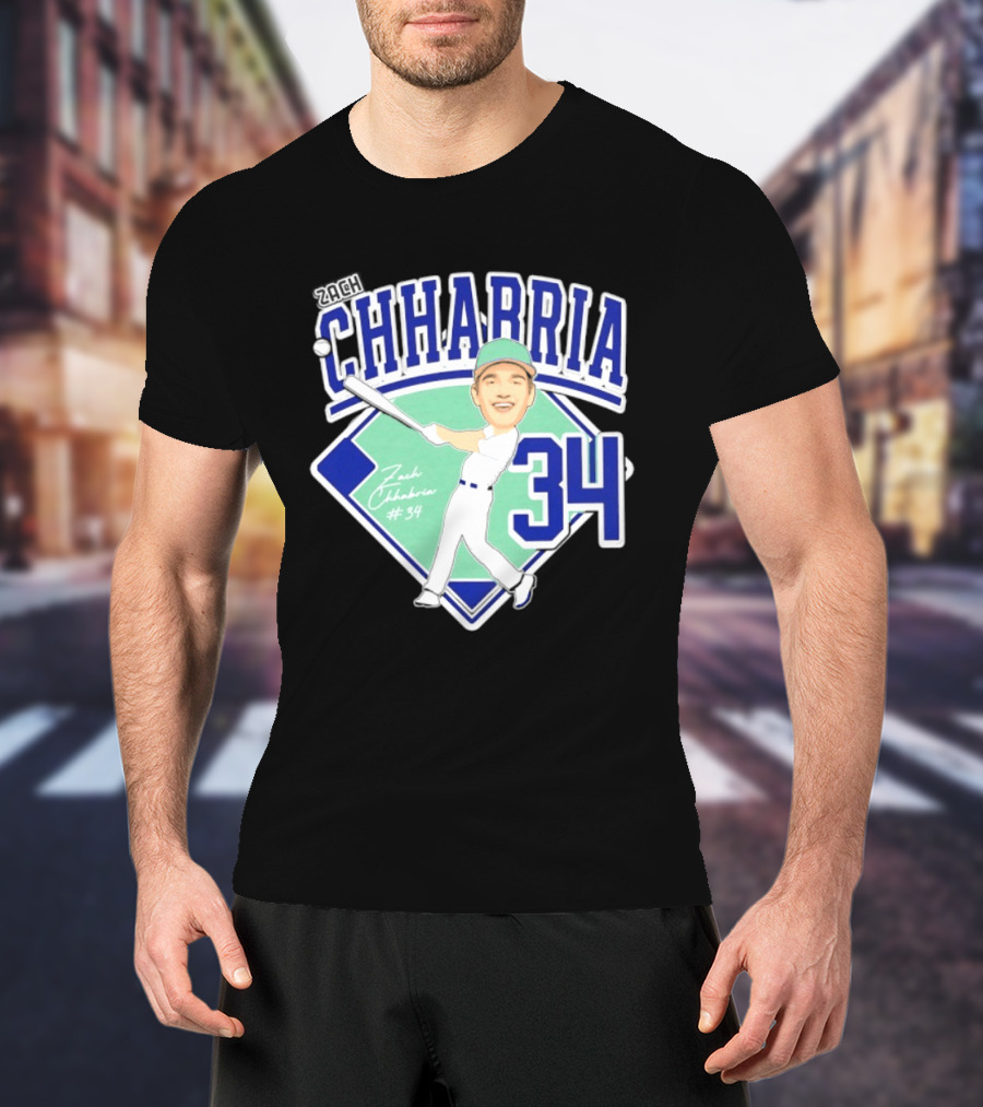 Chhabria 34 Drew University Athletics Baseball Caricature Zach Chhabria T-Shirt