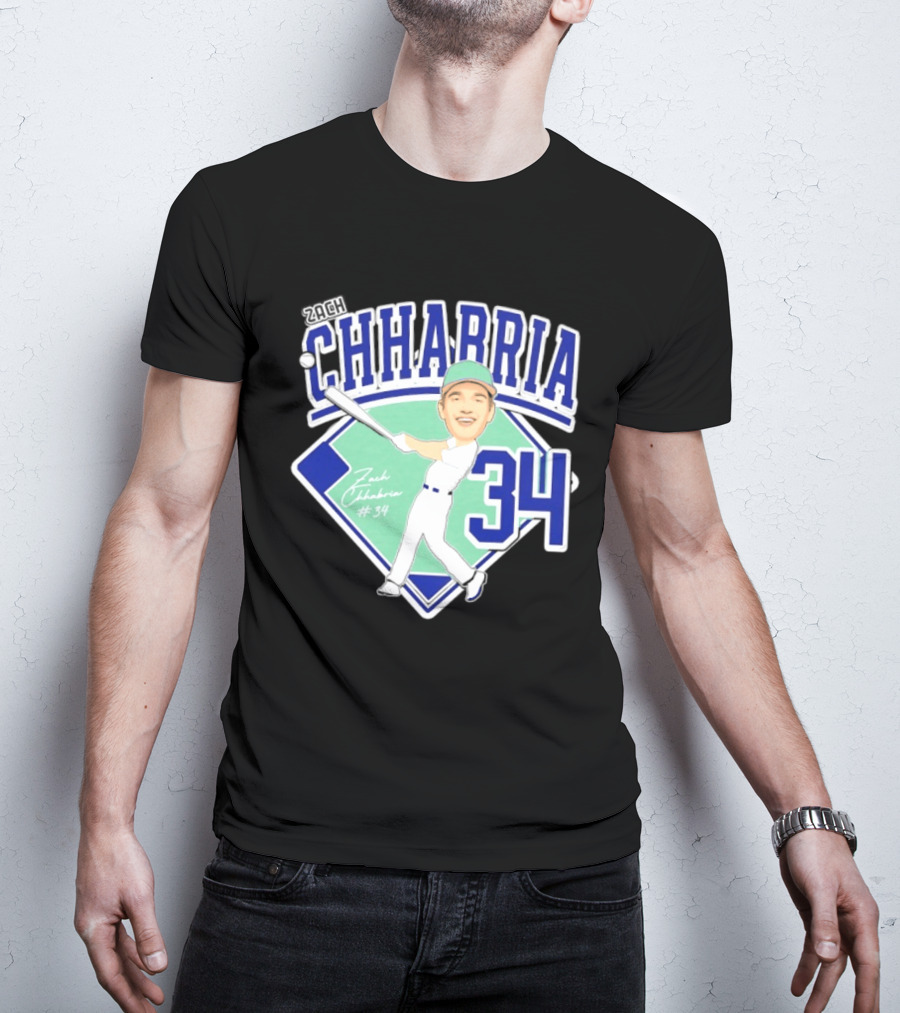Chhabria 34 Drew University Athletics Baseball Caricature Zach Chhabria T-Shirt