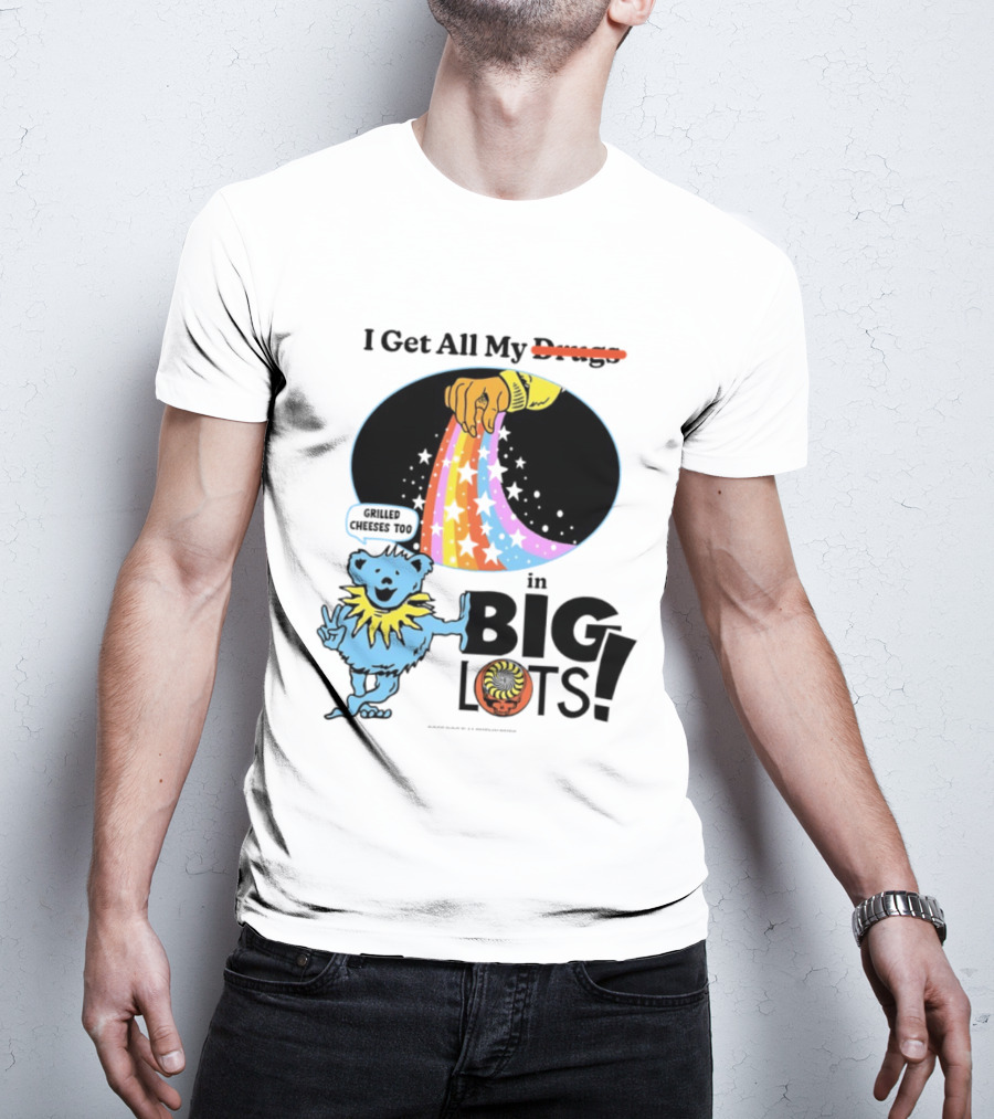 Big Lots Grilled Cheeses Too Grateful Dead Bear Rainbow Stars T-Shirt