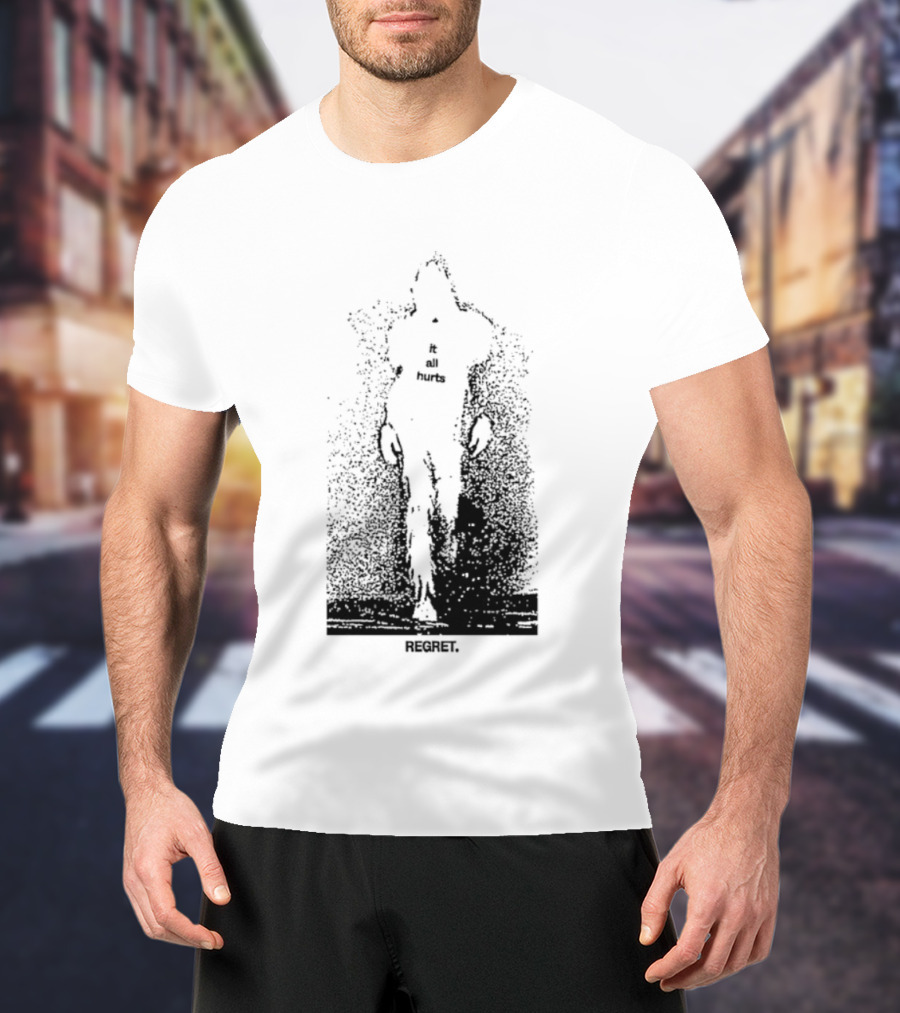 It All Hurts Regret Sadness Existential Skeleton Ghostly Figure T-Shirt