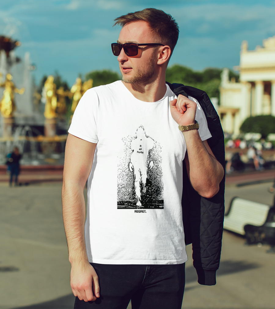It All Hurts Regret Sadness Existential Skeleton Ghostly Figure T-Shirt