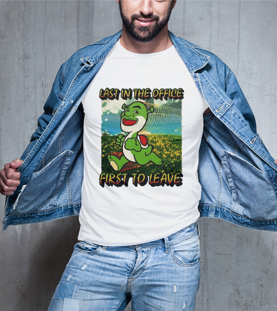 Last In The Office First To Leave Shrek Yoshi Humor T-Shirt