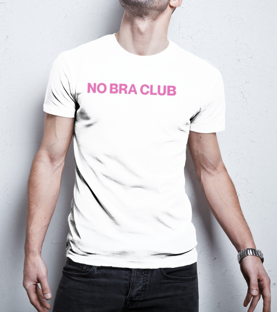 No Bra Club Pink Retro Font T-Shirt