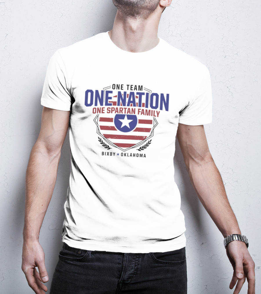 One Team One Nation One Spartan Family Bixby Oklahoma Star Shield T-Shirt