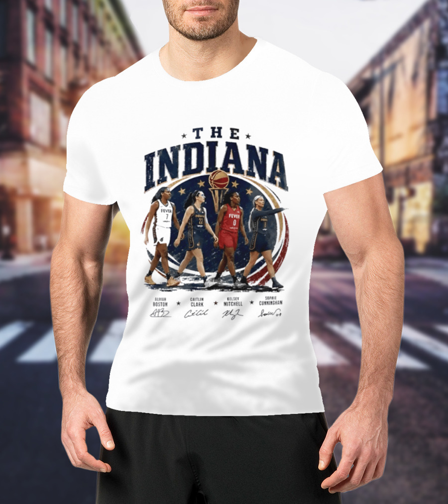 The Indiana Aliyah Boston Caitlin Clark Kelsey Mitchell Sophie Cunningham 2026 Signatures T-Shirt