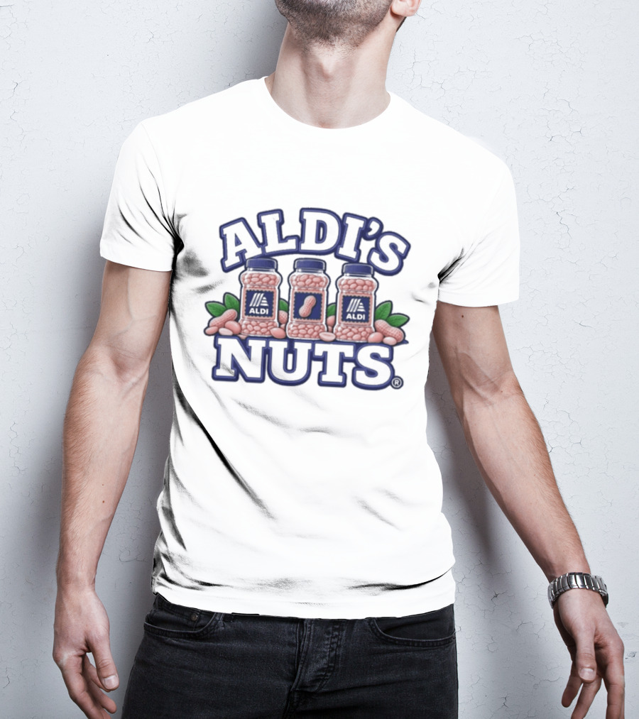 Aldi's Nuts Peanut Jars With Leaves T-Shirt