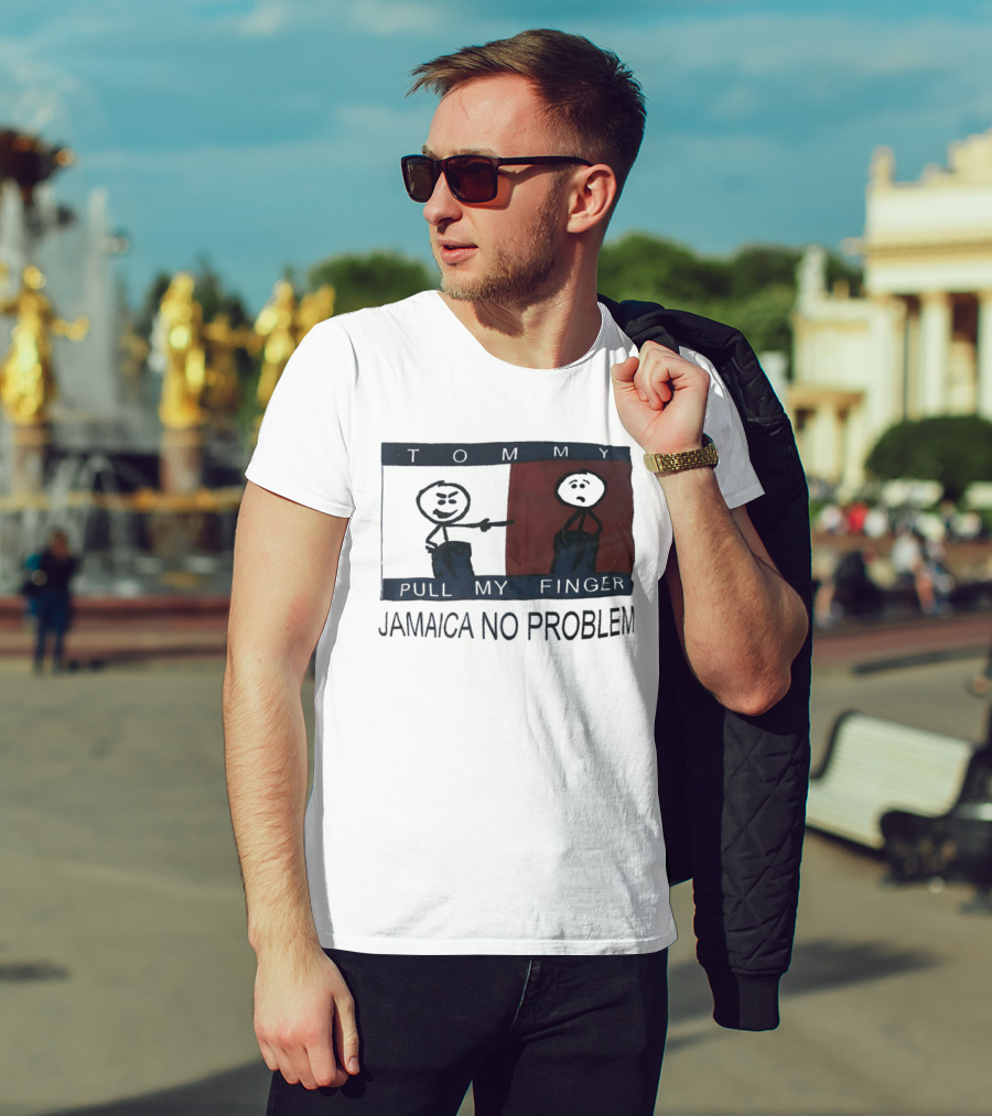 Tommy Pull My Finger Jamaica No Problem Stick Figure Comedy T-Shirt